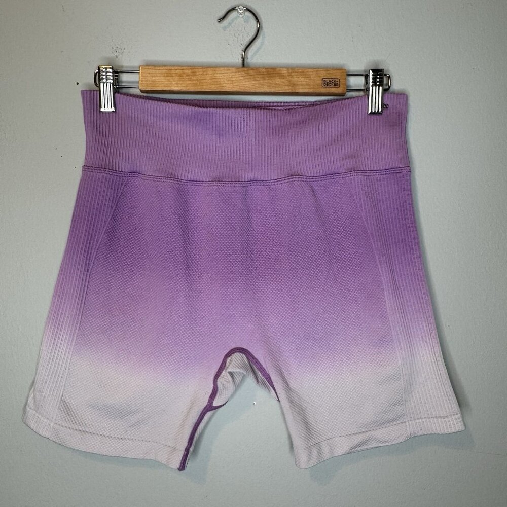 Victorias Secret Active Shorts Large Purple Ombré Gym Workout Biker Athletic